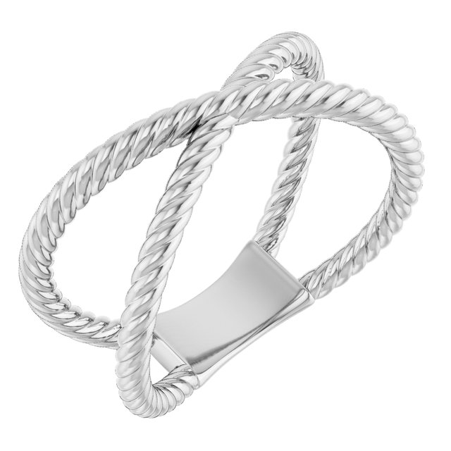 14K White Criss-Cross Rope Ring