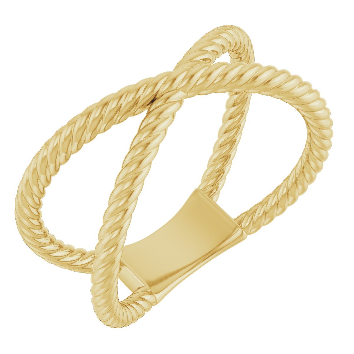 14K Yellow Rope Criss-Cross Ring