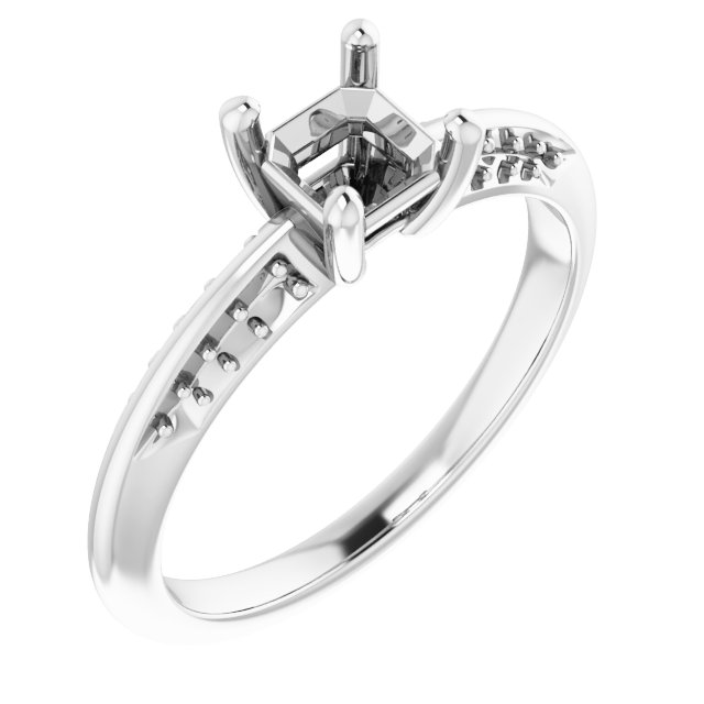 Accented Knife-Edge Engagement Ring