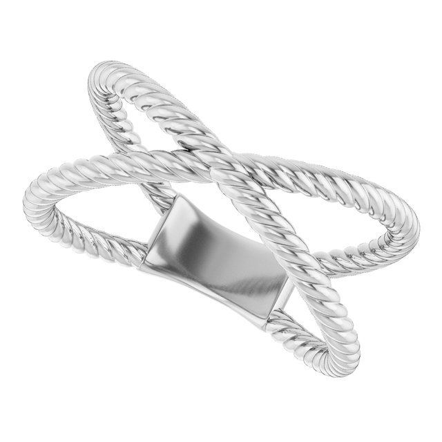 14K White Rope Criss-Cross Ring