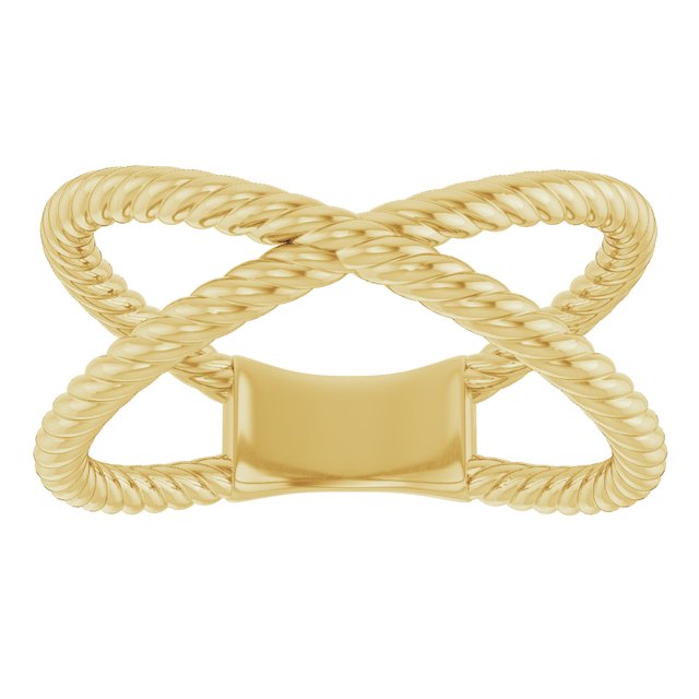 14K Yellow Rope Criss-Cross Ring