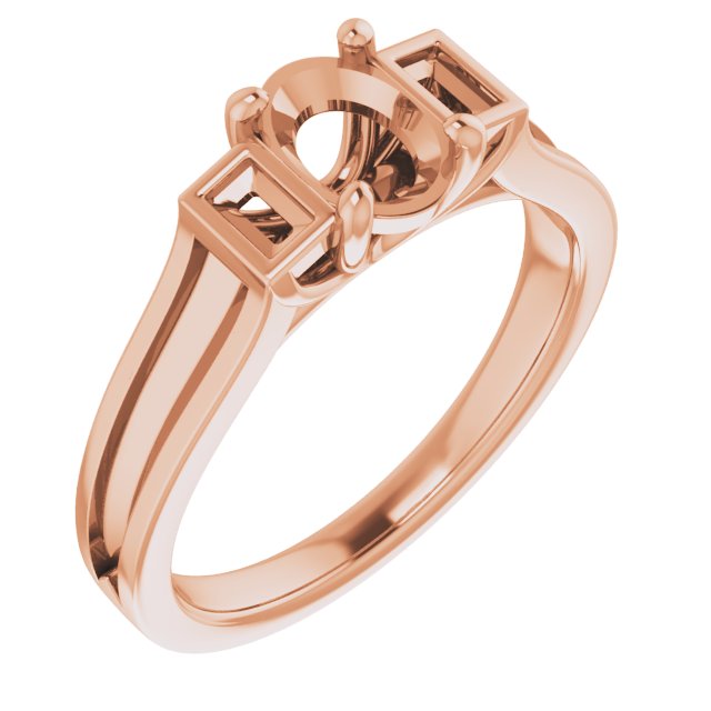 Baguette Accented Engagement Ring