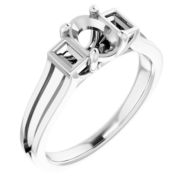 Baguette Accented Engagement Ring