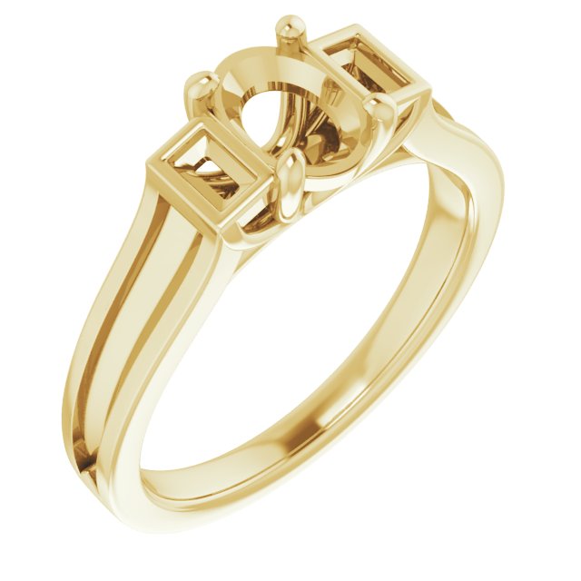 Baguette Accented Engagement Ring