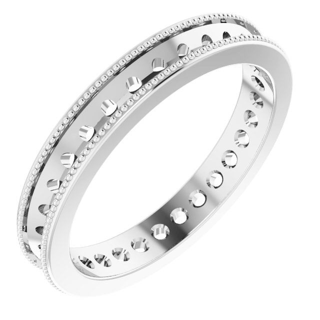 14K White 9/10 CTW Natural Diamond Milgrain Eternity Band Size 7