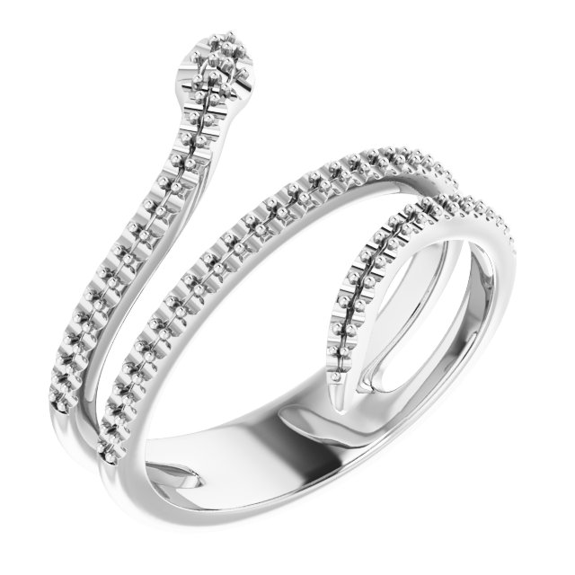 14K White 1/3 CTW Diamond Snake Ring