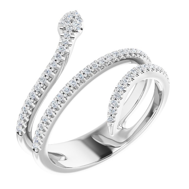 Sterling Silver 1/3 CTW Natural Diamond Snake Ring