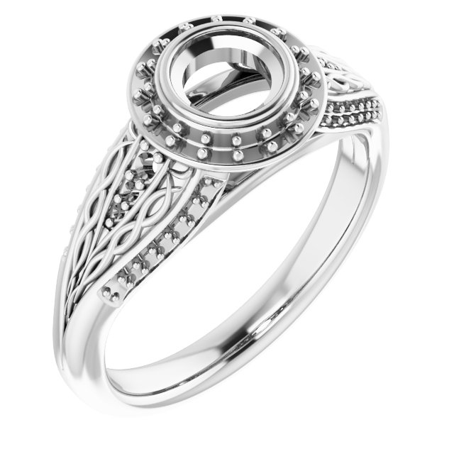 Bezel-Set Halo-Style Engagement Ring
