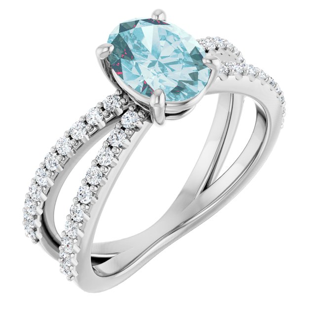 14K White Natural Sky Blue Topaz & 1/3 CTW Natural Diamond Ring