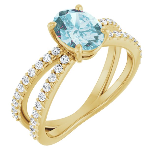 14K Yellow Natural Sky Blue Topaz & 1/3 CTW Natural Diamond Ring