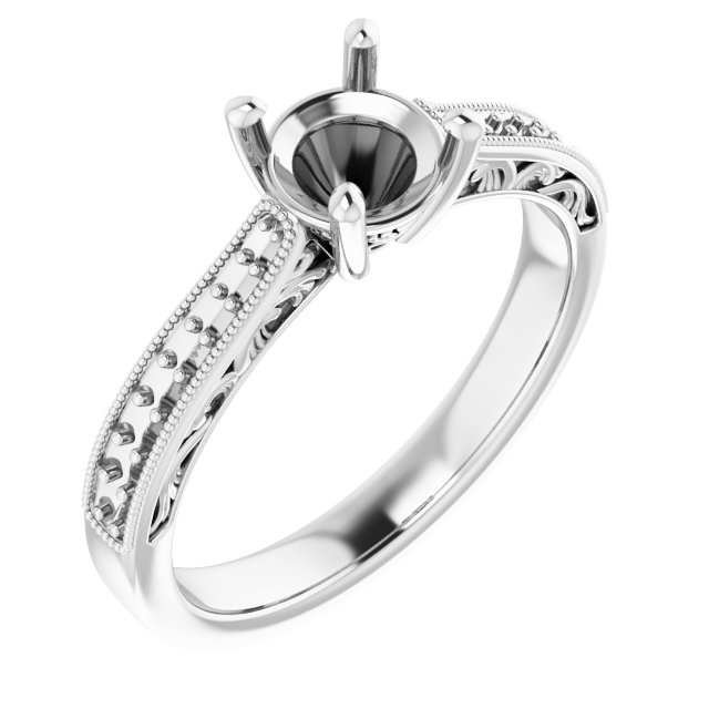 Accented Filigree Engagement Ring