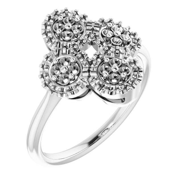 14K White 1/2 CTW Natural Diamond Clover Ring