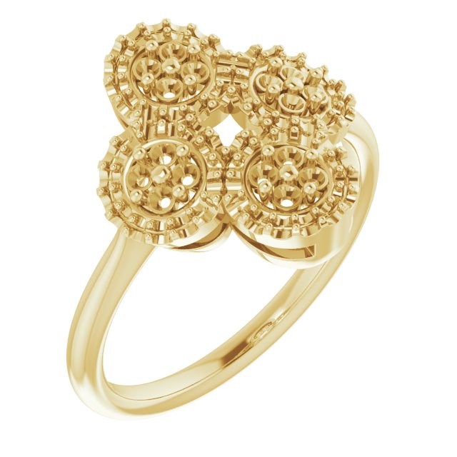 14K Yellow 1/2 CTW Diamond Clover Ring