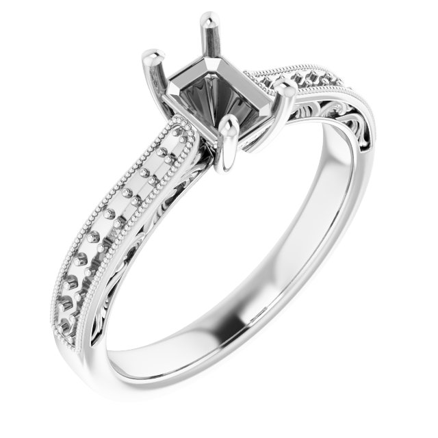 Accented Filigree Engagement Ring