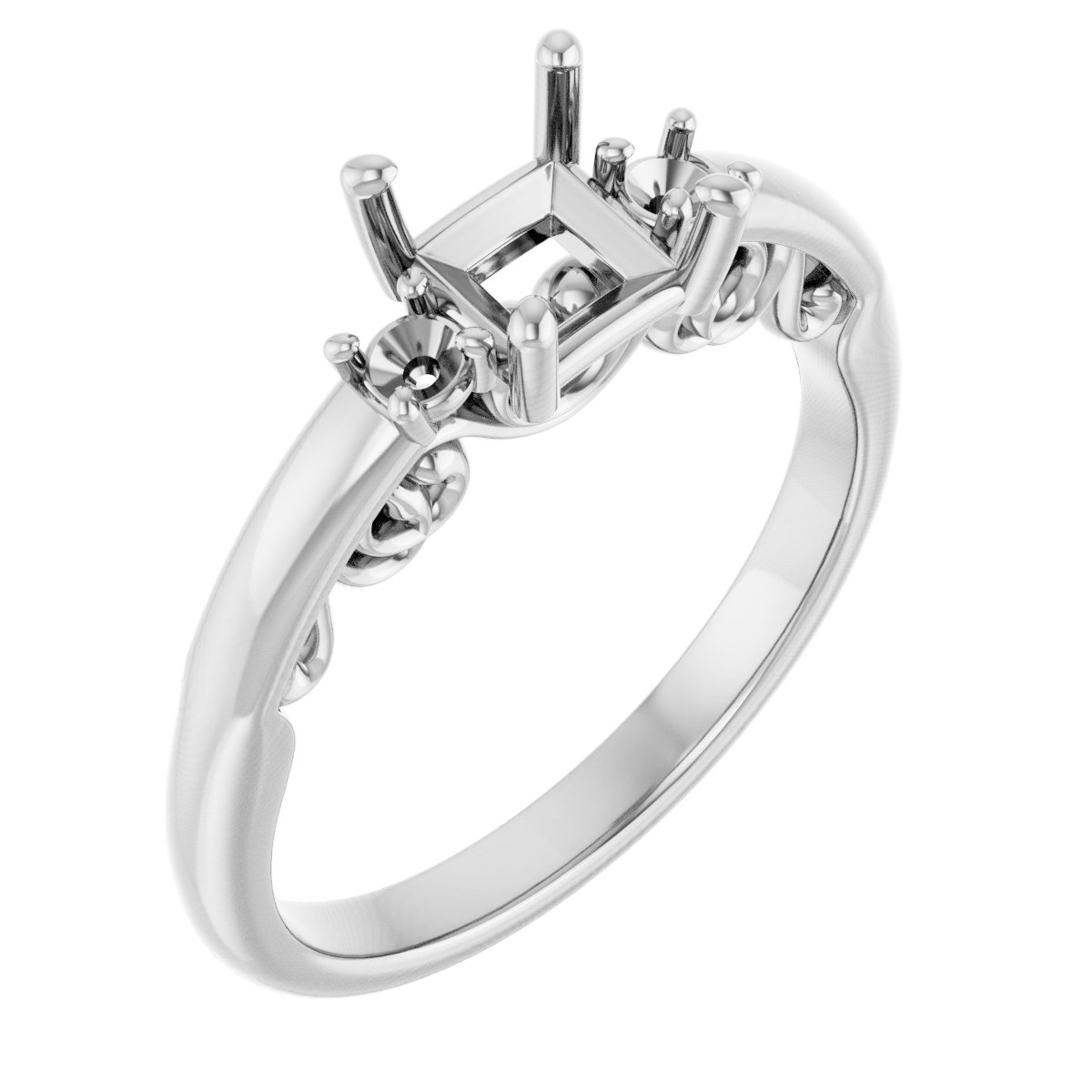 Three-Stone Sculptural Engagement Ring