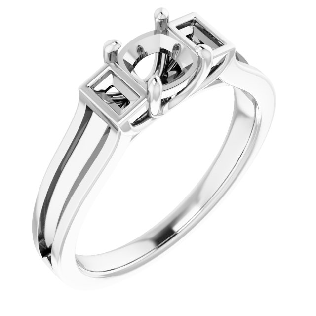 14K White 5x5 mm Cushion 1/2 CTW Natural Diamond Semi-Set Engagement Ring 