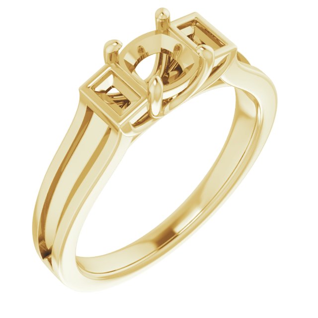 Baguette Accented Engagement Ring