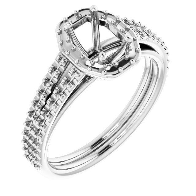 Halo-Style Double-Row Engagement Ring