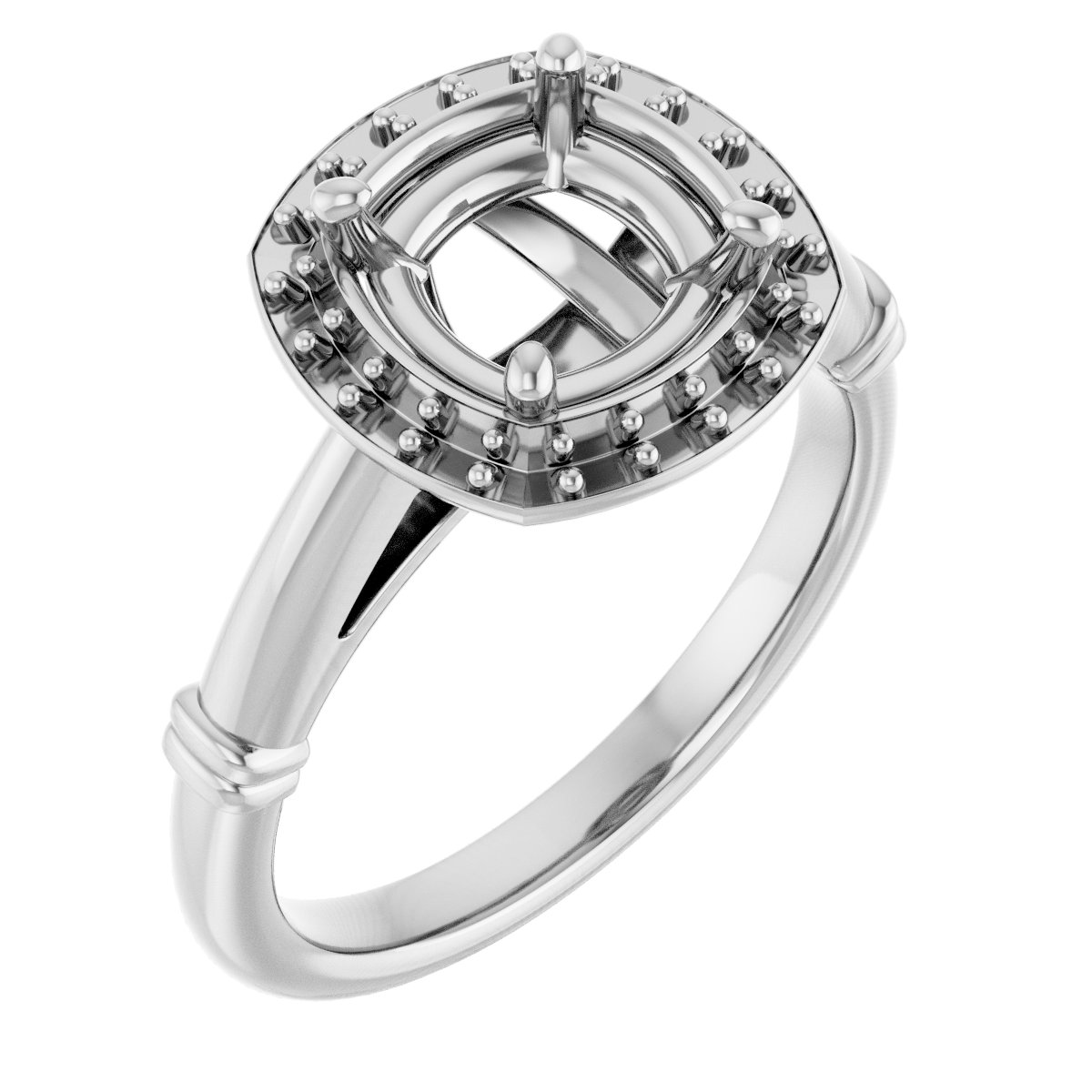 Platinum 7 mm Cushion Forever One Moissanite and .167 CTW Diamond Engagement Ring Ref 13967266