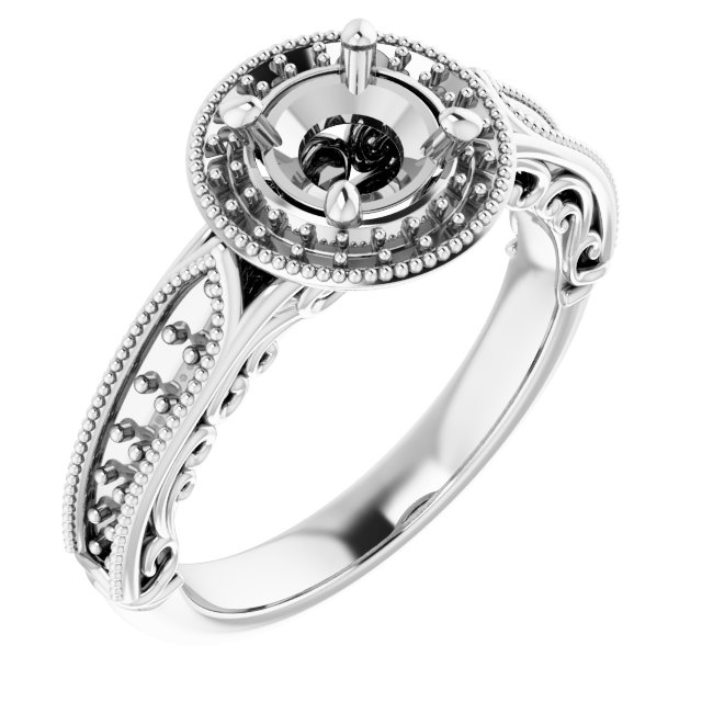 Halo-Style Vintage-Inspired Engagement Ring