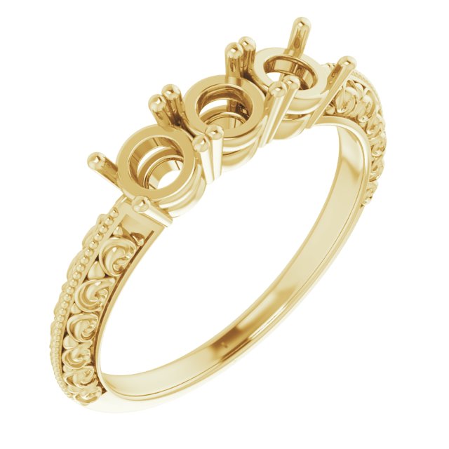 Milgrain Sculptural Three-Stone Anniversary Band