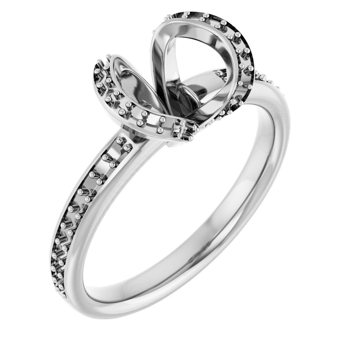 Half-Bezel Halo-Style Engagement Ring