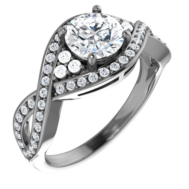 Diamond Semi-mount Pave Twist Engagement Ring or Mounting