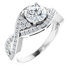Diamond Semi-mount Pave Twist Engagement Ring or Mounting