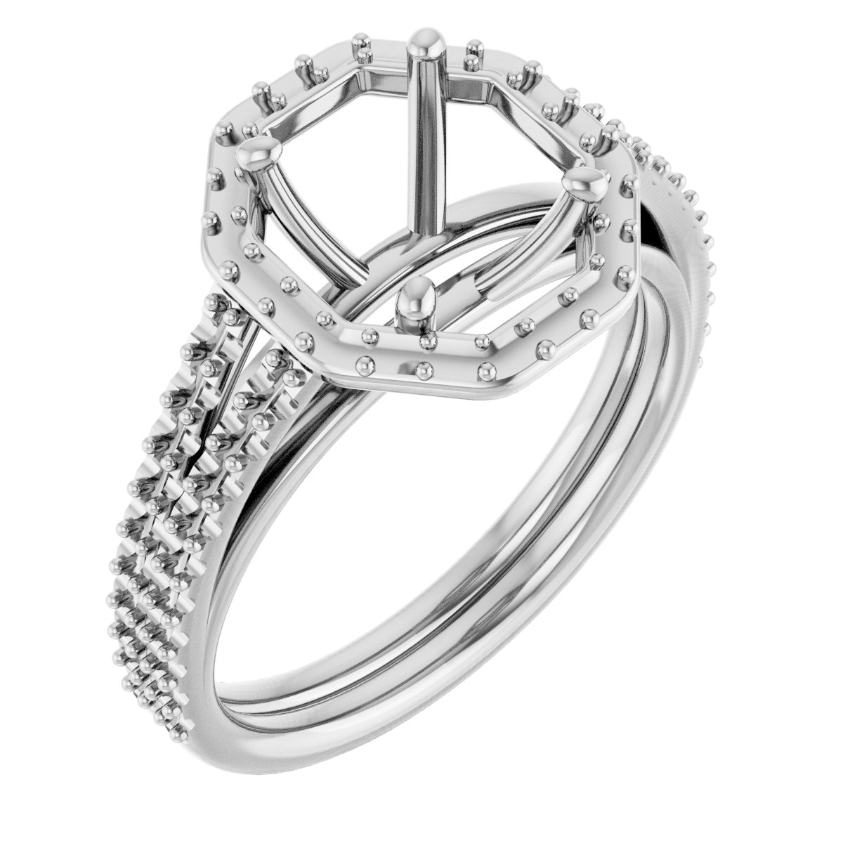 Halo-Style Double-Row Engagement Ring