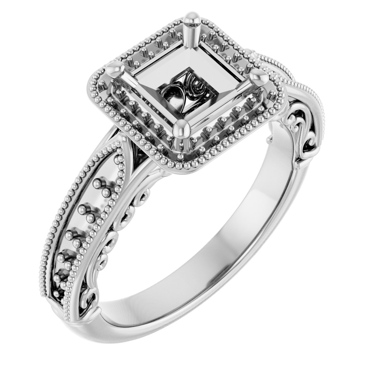 Halo-Style Vintage-Inspired Engagement Ring