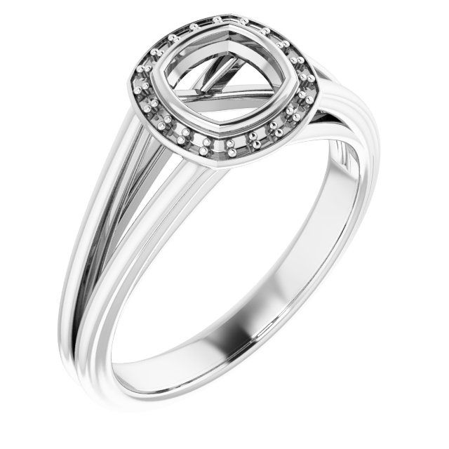 Bezel-Set Halo-Style Engagement Ring