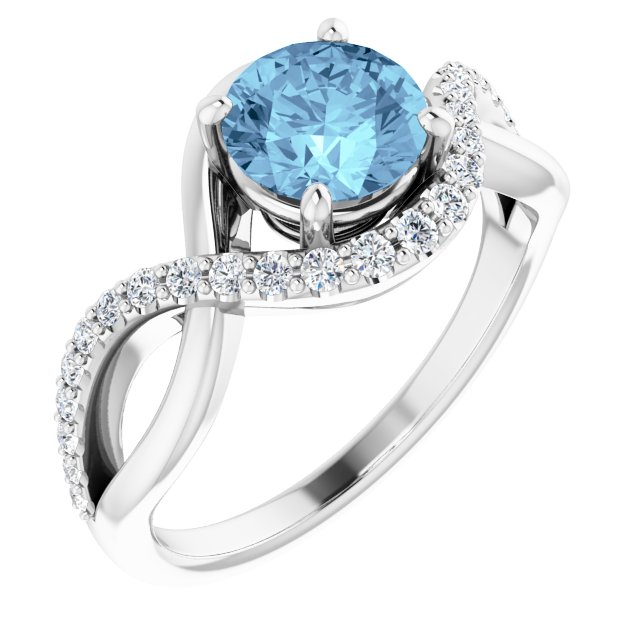 Platinum Natural Aquamarine & 1/5 CTW Natural Diamond Ring