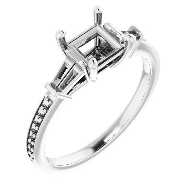 Baguette Accented Engagement Ring