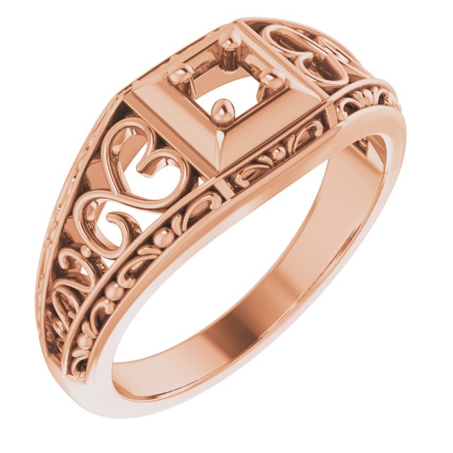 Filigree Heart Solitaire Ring