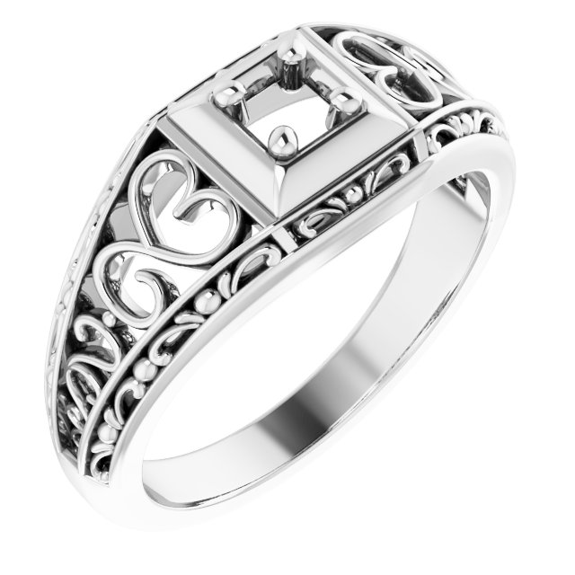 Filigree Heart Solitaire Ring