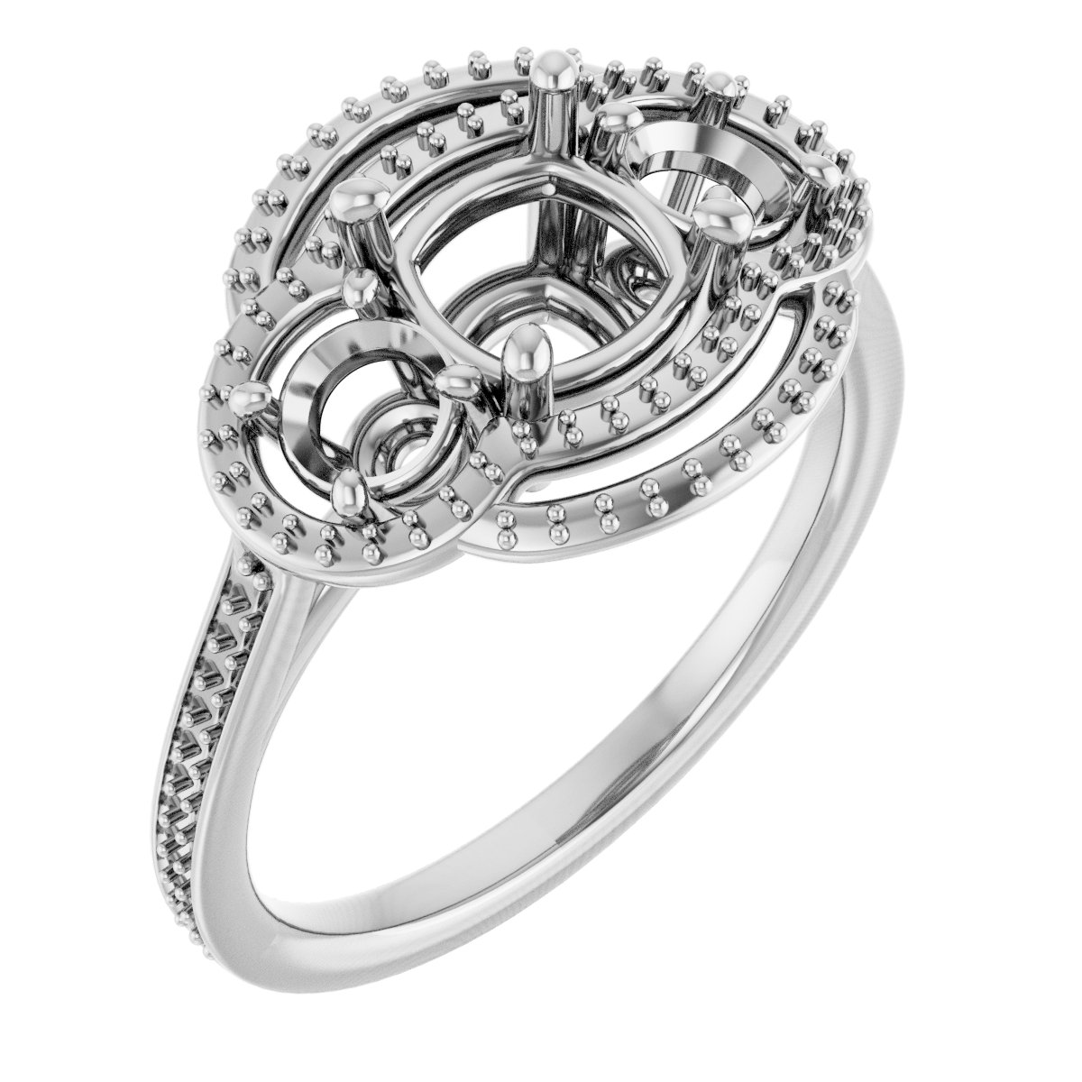 14K White 6x6 mm Cushion 3/4 CTW Natural Diamond Semi-Set Engagement Ring 