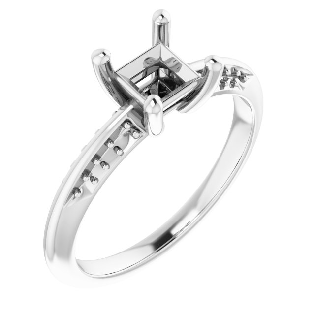 Accented Knife-Edge Engagement Ring