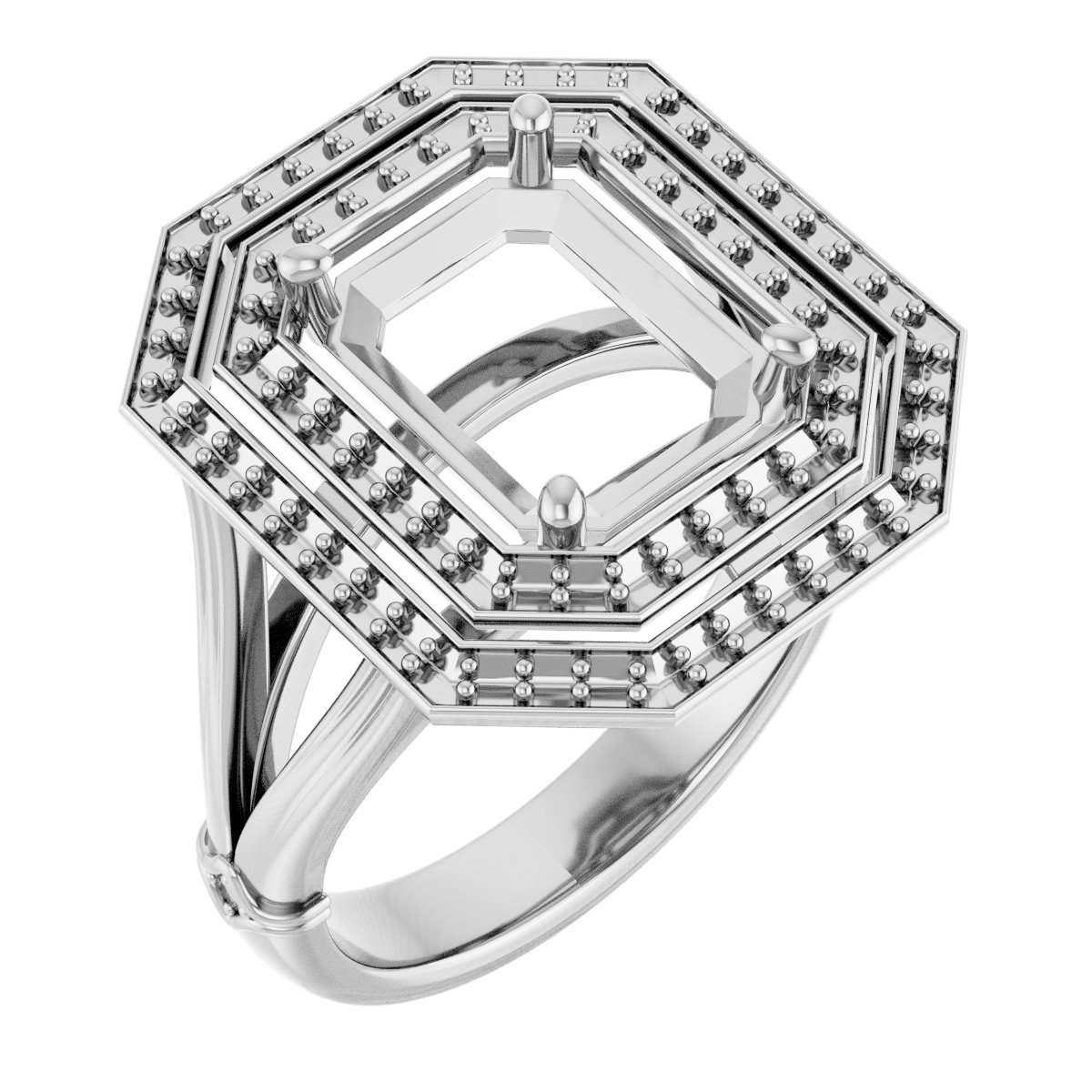 Double Halo-Style Engagement Ring