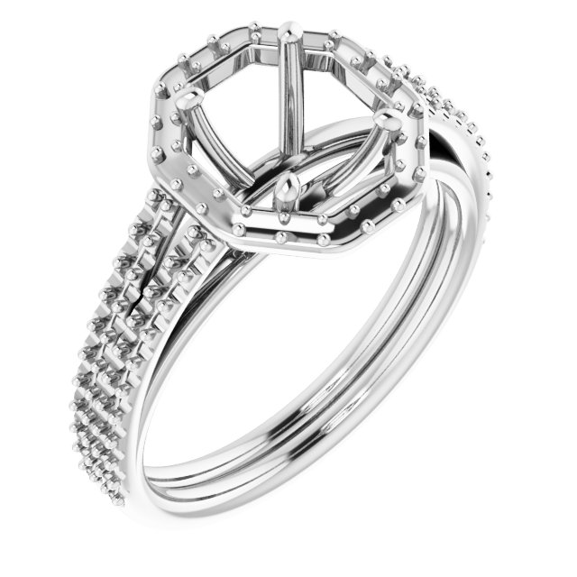 Halo-Style Double-Row Engagement Ring
