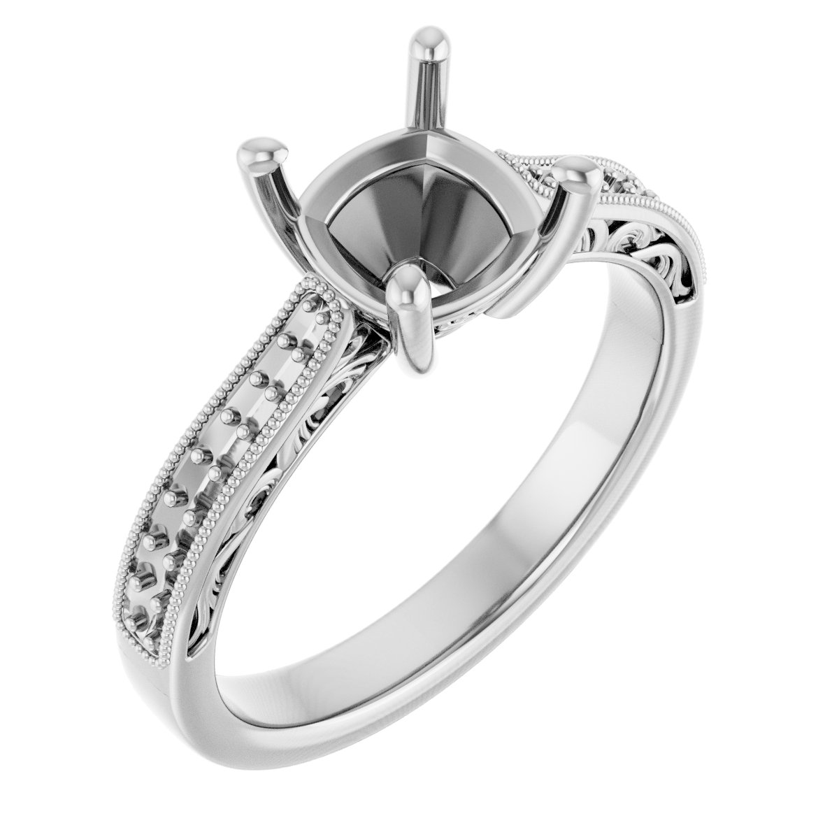 Accented Filigree Engagement Ring