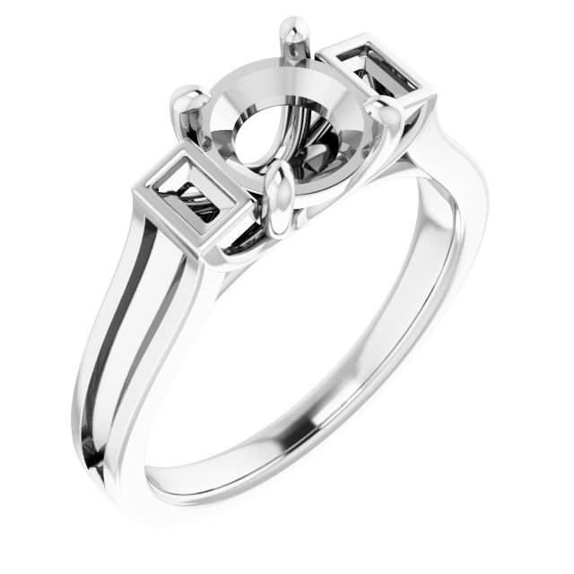 Baguette Accented Engagement Ring
