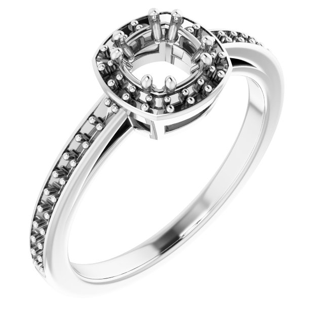 14K White 5x5 mm Cushion 1/4 CTW Natural Diamond Semi-Set Engagement Ring 