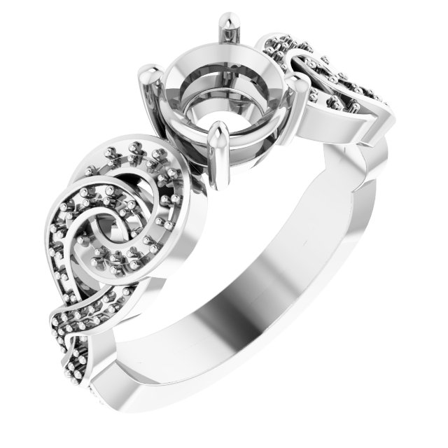 Accented Scroll Engagement Ring