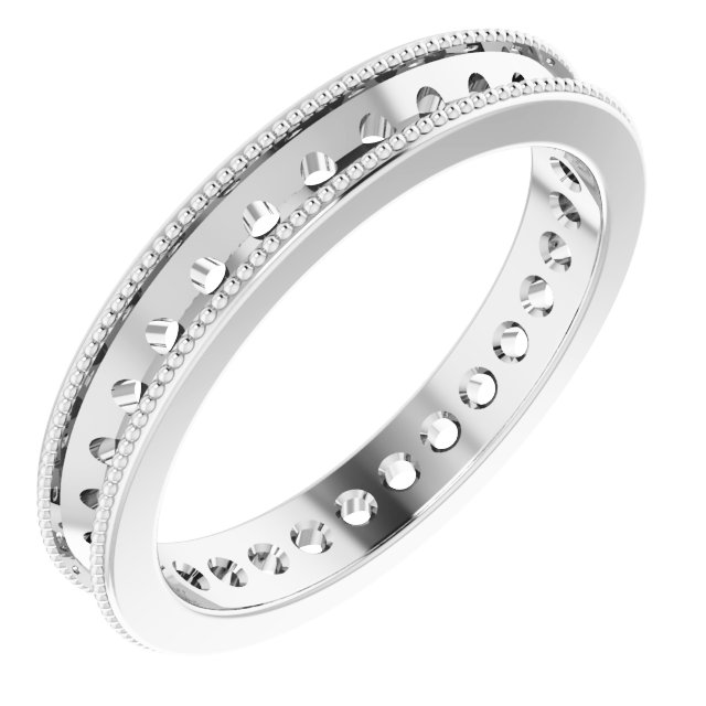 14K White .875 CTW Diamond Milgrain Eternity Band Size 6 Ref 12017336