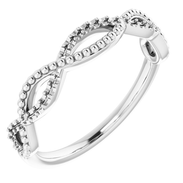 14K White .125 CTW Diamond Infinity Inspired Beaded Anniversary Band Ref 12495421