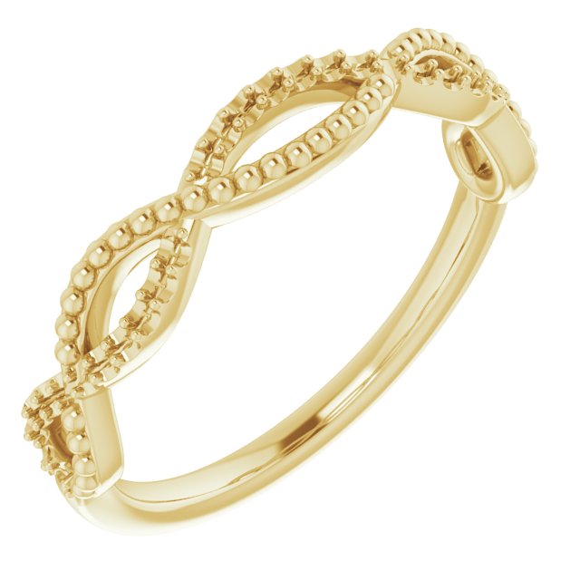 14K Yellow 1/8 CTW Natural Diamond Infinity-Inspired Beaded Anniversary Band