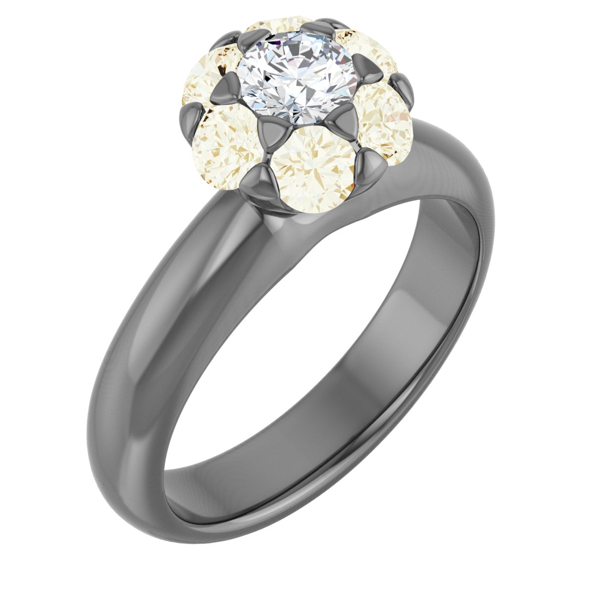 18K Yellow 1 CTW Diamond Cluster Engagement Ring Ref 3466775