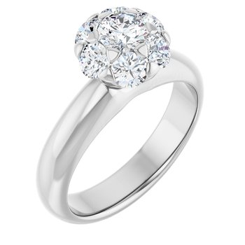 18K White 1 CTW Diamond Cluster Engagement Ring Ref 3466811