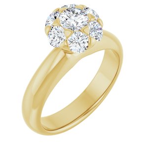 18K Yellow 1 CTW Diamond Cluster Engagement Ring