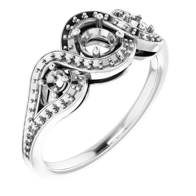 Three-Stone Halo-Style Engagement Ring